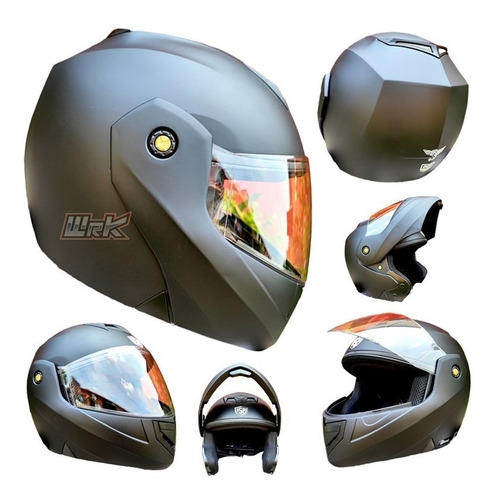 Casco Motociclista Abatible Negro Certificado Mate Kov Dot