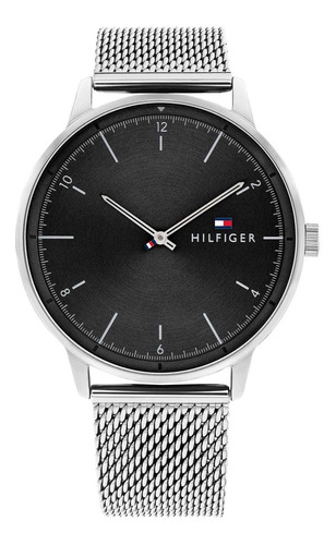 Reloj Tommy Hilfiger Hendrix De Acero Plateado Color Del Fondo Negro