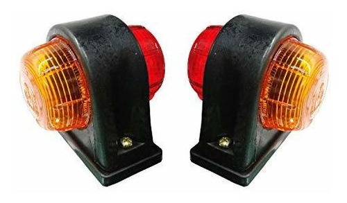 2 x Ámbar Rojo Round Side Marker Lighte Aprobado Con Foco