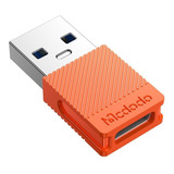 Adaptador Plug Usb C Fêmea Para Usb 3.0 Macho Mcdodo Cor Laranja