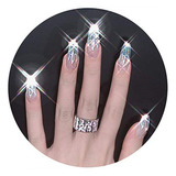 Uñas A Presión - Rodaky Coffin Press On Nails Glitter Silver