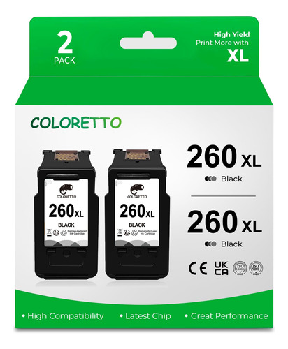 Coloretto Cartuchos De Tinta Para Impresora Canon Pg-260xl .