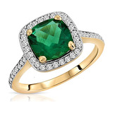 Anillo Oro 14k Diamantes Naturales Esmeralda
