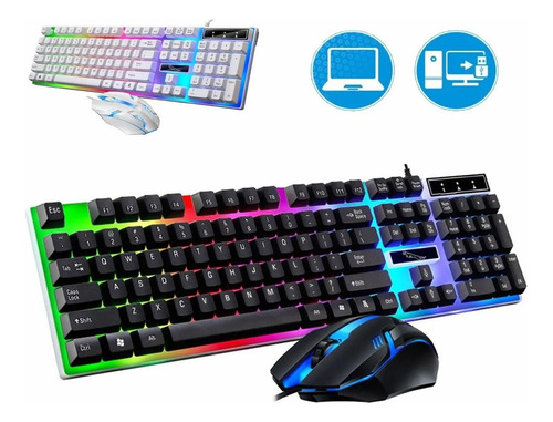 Kit Teclado Mouse Gamer Luz Rgb Iluminado Led Usb