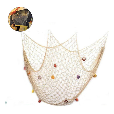 Red De Pesca Decorativa Con Conchas Estilo Mediterráneo Como Se Muestra En La Figura