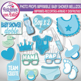 Photo Props Imprimible Baby Shower Mellizos/ Gemelos Celeste