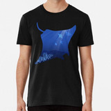 Remera Silueta De Manta Raya Con Arrecife De Coral Algodon P