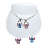 Pulsera De Extraterrestre Rosa Y Azul De Plata 925+aretes Z3