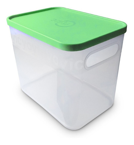 Canasto Organizador Plástico Apilable Con Tapa Verde X12unid