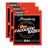 Kit 3 Encordoamento Strinberg Baixolão Baixo Acústico Ba4