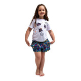 Conjunto Remera Short Estampado Nena Nene Niños Mora Z813