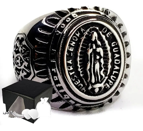 Combo Anillo Virgen De Guadalupe Acero Inoxidable