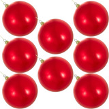 Bolas De Navidad Grandes De Plastico Rojo Brillante De 8 Pul
