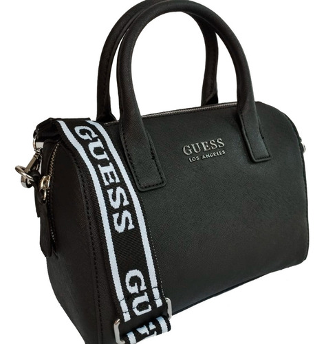 Bolso Guess Negro Con Correa Monograma - Sf885908