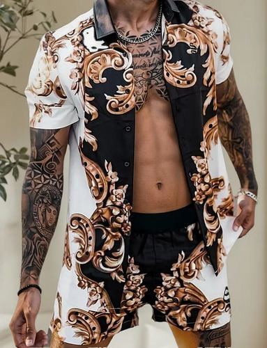 Conjunto De Camisetas De Manga Corta De Impresión Hawaiana