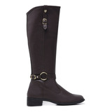 Bota De Inverno Cano Longo Feminina Cor Marrom Moda Country