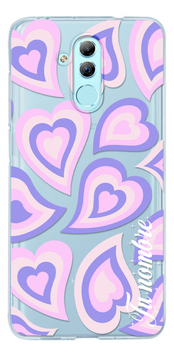 Funda Para Huawei Para Mujer Corazones Morados Con Nombre