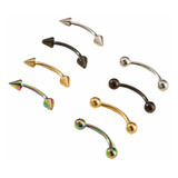 Set 8 Aros Piercing Punta Y Esfera Varios Colores - Acero