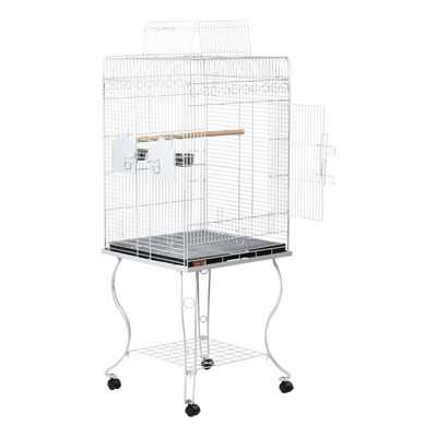 Jaula Para Aves Confortable Blanca 51x51x55 Cm Hecha En Méxi Blanco
