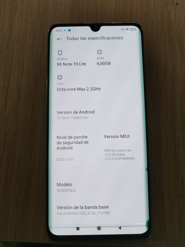 Xiaomi Mi Note 10lite 128gb 6gb Ram 