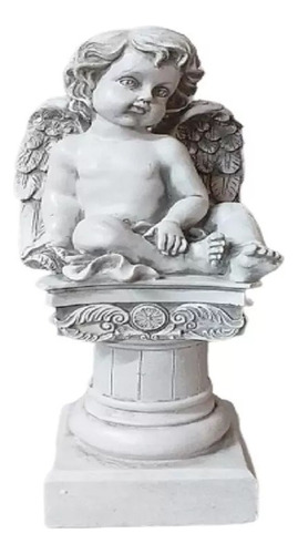 Figura Decorativa Adorno Ángel En Pedestal 