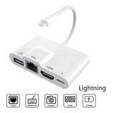 Adaptador Para iPhone Usb Hdmi Rj45 Lightning Carregador