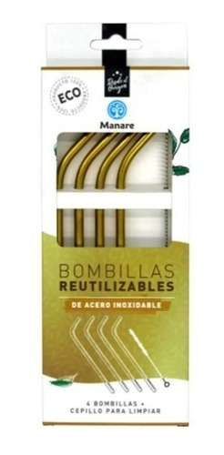 Bombilla Reutilizable De Acero Inoxidable - Dorado