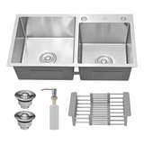 Cuba Cozinha Gourmet Pia Dupla Aço Inox 304 Quadrada Cor Prateado