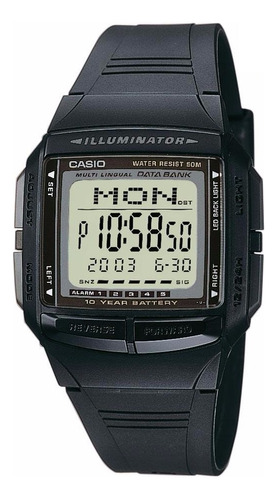 Relógio Casio Masculino Digital Preto Data Bank