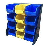 Gaveta Plastica Apilable Azules Cajon 22x 14.5 X11 Pack 12