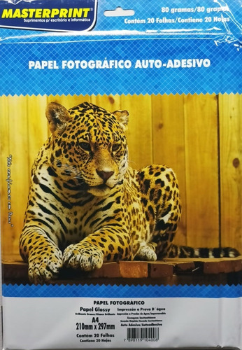 Papel Fotográfico Masterprint Adesivo 80g A4 - 100 Folhas