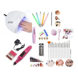 Kit Cabina Led Uv + Torno Uñas Gel Manicura Kit Decoración