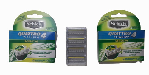 ** Schick Quattro 4 Titanium Sensible - 2 Pack X 4 Cartuchos