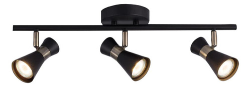 Aplique 3 Luces Negro Con Dorado U1543 Apto Led Gu10 Mks