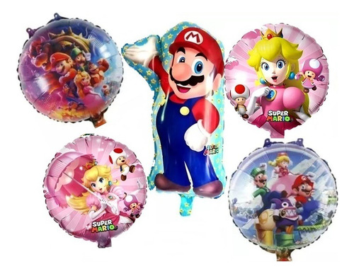1 Kit Balões Metalizados S Mario Brós Game+ Princeza 