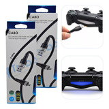 Kit 2 Cabo Carregador Controle Para Ps4 Fio Reforçado 3 Mts