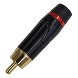 Conector Ficha Rca Macho Metal Alta Calidad Aro Rojo