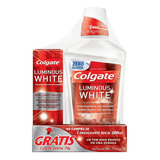 Enxaguante Bucal Colgate Luminous White 500ml + Creme Dental Clareador Luminous White Brilliant White 70g
