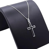 Corrente Cordão Com Pingente Cruz Crucifixo 60cm Prata 925