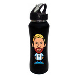 Termo Pitillo Messi Botilito Negro Alumini 650ml 