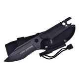 Cuchillo Táctico Militar Hunt Down Con Pedernal Caza 9840 Color Negro/gris