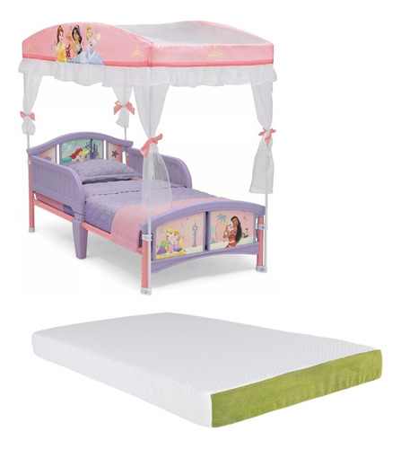 Cama Camita Infantil Disney Princess Con Toldo Y Colchon