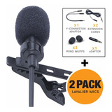 Lavalier Lapel Microphone 2-pack Juego Completo: Microfono Omnidireccional Para Computadora De Escritorio Pc, Mac, Telef
