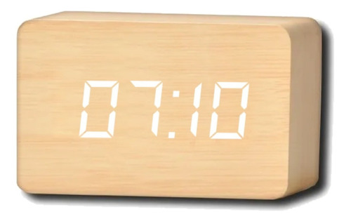 Reloj Digital De Madera Usb Despertador Temperatura Fecha