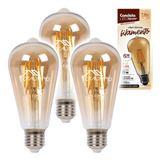 3 Lámparas Led Tubular Filamento 6w Luz Cálida Candela 6807