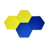 Espuma Acústica Hexagonal30 X 2cm 25 Cada Cor Amarelo / Azul