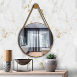 Espelho Para Banheiro Adnet Redondo 40cm + Kit De Instalação Cor Da Moldura Caramelo