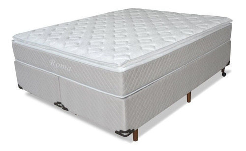 Cama Box Umaflex Roma  Queen De 198cmx158cm Cinza Com Base Dividida