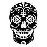 Pegatina Calaverita Floral Día De Muertos Sticker Auto Casa