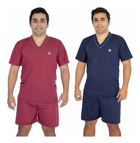Kit 2 Pijama Adulto Masculino Short E Camisa Manga Curta